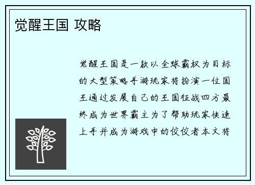 觉醒王国 攻略